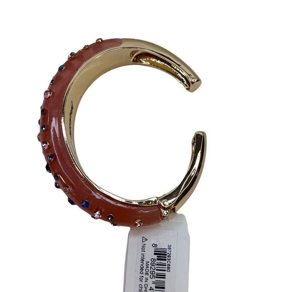 Betsey Johnson Pink & Blue Jeweled Bangle Bracelet w/ Gold Tone Hardware. - Picture 5 of 9